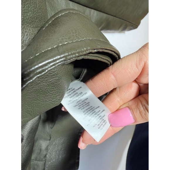 Tahari Olive Faux Leather Jacket - Picture 4 of 8